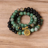 GREEN BLACK BEADED BRACELETS WITH STRETCHY BANDS_CWAJE3927