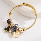 Unique Beaded Bracelet With Clover Charms_Cwmm8604