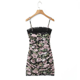 FRENCH STYLE LACE ROSE PRINT WOMEN S SLIP DRESS_CWDMD5820