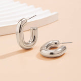 METAL WIND CIRCULAR RING THICK CHAIN EARRINGS_CWAJE1153
