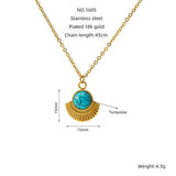Vintage Turquoise Necklace Titanium Steel Clavicle Chain