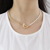 AUTUMN MATT GOLD MOON NECKLACE EARRING SET_CWAJE2915