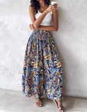 Tropical Print Retro Floral Print Wide Leg Pants