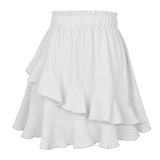 RUFFLED SKIRT HIGH WAIST SOLID COLOR SHORT SKIRT_CWBSS0395