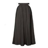 SOLID COLOR SKIRT HIGH WAIST ELASTIC LONG SKIRT_CWBSS0411
