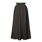 SOLID COLOR SKIRT HIGH WAIST ELASTIC LONG SKIRT_CWBSS0411