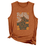 NTAGE YELLOW FLOWER VEST FOR WOMEN SLEEVELESS_CWTTSL0414