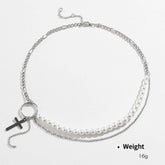 NEW CROSS PENDANT FASHION CHAIN PEARL EARRING SET_CWAJE2908