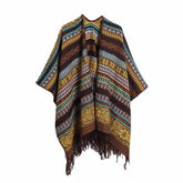 FAUX CASHMERE TASSEL SHAWL BLANKET SLIT CAPE_CWASC2264
