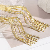 RHINESTONE DECOR METAL TASSEL DROP EARRINGS_CWAJE0451