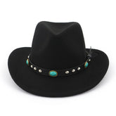 Turquoise Trim Felt Western Cowboy Hat_Cwah1775