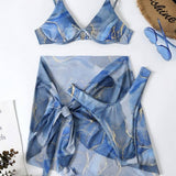 MARBLE PRINT BIKINI SET SEXY 3 PIECE SWIMSUIT_CWMW0158