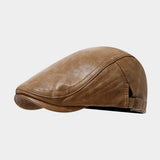 Vintage Leather Newsboy Beret Hat Unisex_Cwah04625
