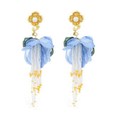 BOHO FLORAL TASSEL EARRINGS GOLD PLATED DESIGN_CWMM6193