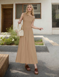 Womens One-Shoulder Pocketed Sleeveless Dress
