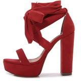 SOLID COLOR NEW SUEDE STRAPPY HIGH HEELS_CWSHS0644