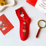 SANTA CLAUS ELK PATTERN CREW SOCKS FOR CHRISTMAS_CWMS0904