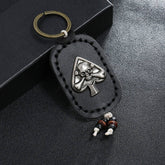 DOUBLE SIDED SKULL VINTAGE LEATHER KEYCHAIN_CWMM5023
