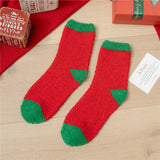SANTA CLAUS ELK CORAL VELVET SOCKS_CWMS0336