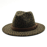 LEOPARD PRINT HAT JAZZ HAT WOOLEN HAT WIDE BRIM HAT_CWAH2579