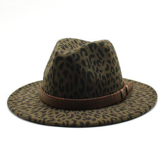 LEOPARD PRINT HAT JAZZ HAT WOOLEN HAT WIDE BRIM HAT_CWAH2579