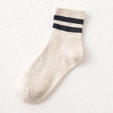 2 STRIPE COTTON MID SOCKS FOR WOMEN WHOLESALE_CWMS070