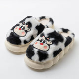 CARTOON COW EMBROIDERED FUZZY BEDROOM SLIPPERS_CWSHS0244