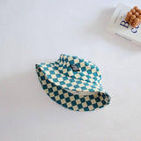 STYLISH CHILDRENS TRAVEL CHECKERBOARD BUCKET HAT_CWAH2857