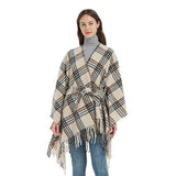 PLAID FRINGED CARDGAN WARM SHAWL CLOAK_CWASC0266