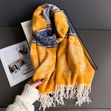 Fresh Floral Winter Tassel Scarf Soft Cashmere_Cwasc03248
