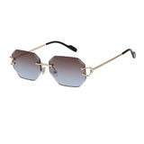 Vintage Rimless Diamond Cut Sunglasses_Cwasg0645