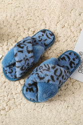 LEOPARD PATTERN CROSS FLUFFY HOME BEDROOM SLIPPERS_CWSHS0228