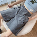 Solid Drawstring Pocketed Bermuda Casual Shorts