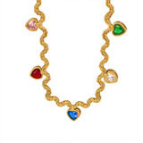 COLORED ZIRCON HEART SHAPED NECKLACE_CWAJE1082