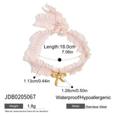 SWEET 18K GOLD PINK LACE BOW PENDANT BRACELET_CWAJE4806