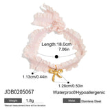 SWEET 18K GOLD PINK LACE BOW PENDANT BRACELET_CWAJE4806