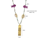 HANDMADE ZODIAC SQUARE STEEL COTTON NECKLACE_CWMM8867