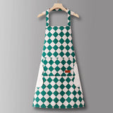 CHECKERED COTTON LONG SLEEVE KITCHEN WORK APRON _CWMM6693