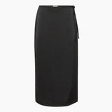 LACE UP SATIN SKIRT HIGH WAIST SLIT STRAIGHT SKIRT_CWBSS0416