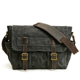NEW WAXED CANVAS LEATHER SATCHEL FOR MEN_CWAB5561