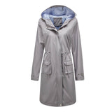 Waterproof Hooded Long Straight Trench Coat