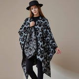 SHAWL KNITTED CAPE LEOPARD PRINT THICK WARM SCARF_CWASC2223