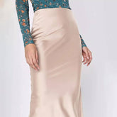 SATIN SKIRT ASYMMETRIC HIGH WAIST MAXI SKIRT_CWBSS0413