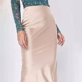 SATIN SKIRT ASYMMETRIC HIGH WAIST MAXI SKIRT_CWBSS0413