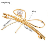 MINIMALIST METAL BOW HOLLOW RECTANGLE SPRING CLIP_CWAHA6212