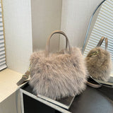 Winter Fox Fur Shoulder Crossbody Handbag Plush Bag_Cwab3974