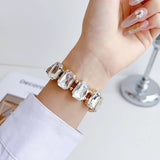 APPLE WATCH 9 RHINESTONE WHITE STONE ELASTIC STRAP_CWASC1561