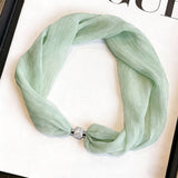 White Pearl Magnetic Skinny Silk Scarf_Cwasc03936