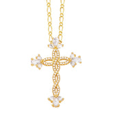 COLORED ZIRCON CROSS PENDANT NECKLACE_CWAJE0910