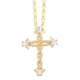 COLORED ZIRCON CROSS PENDANT NECKLACE_CWAJE0910